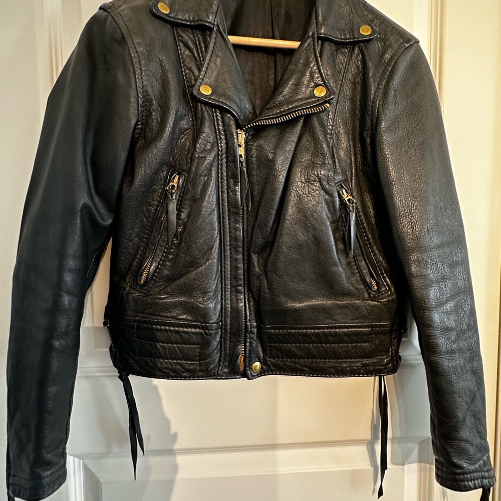 Black Leather Langlitz Biker Jacket - Women’s S/M